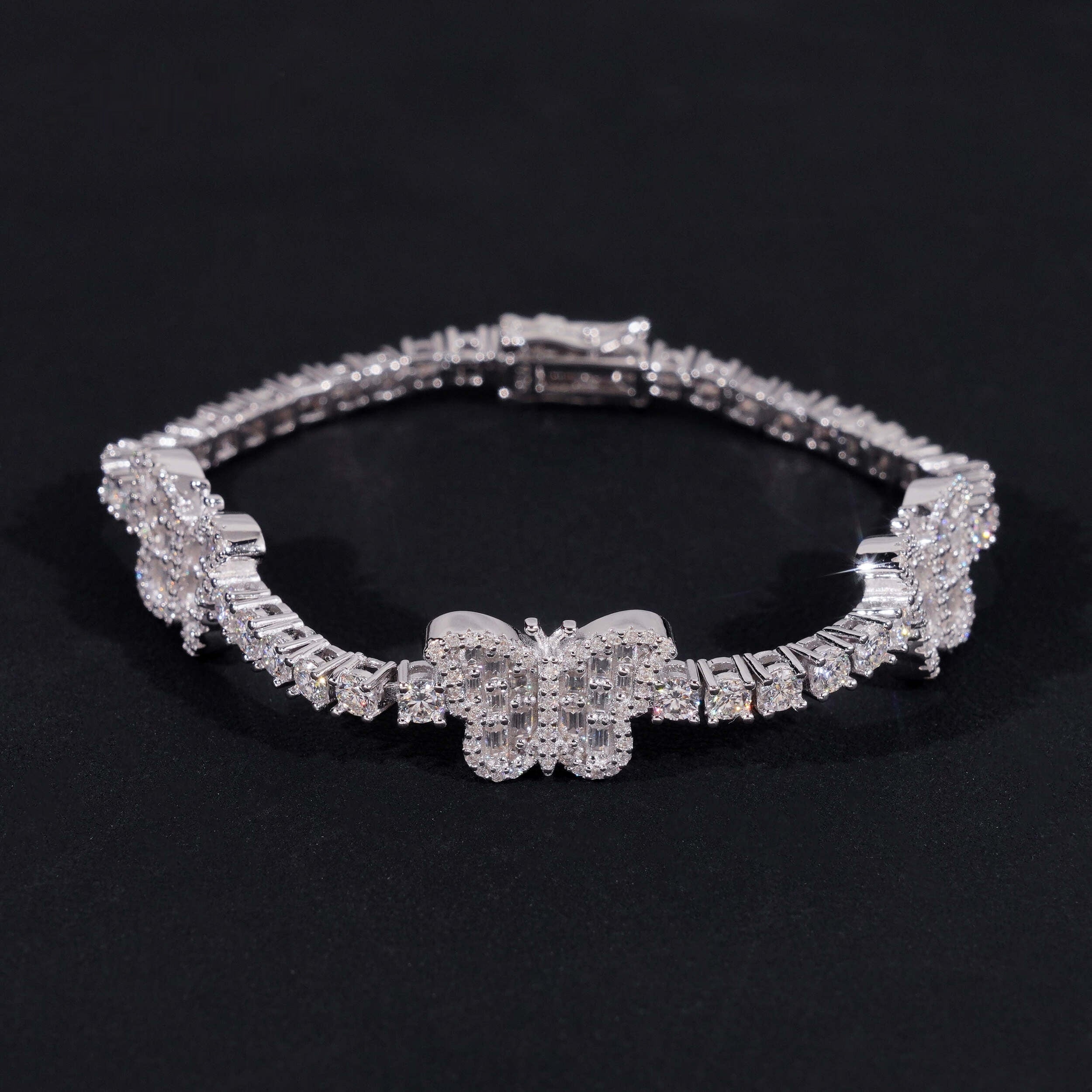 Butterfly Baguette Tennis Bracelet — Moissanite, 925 Silver