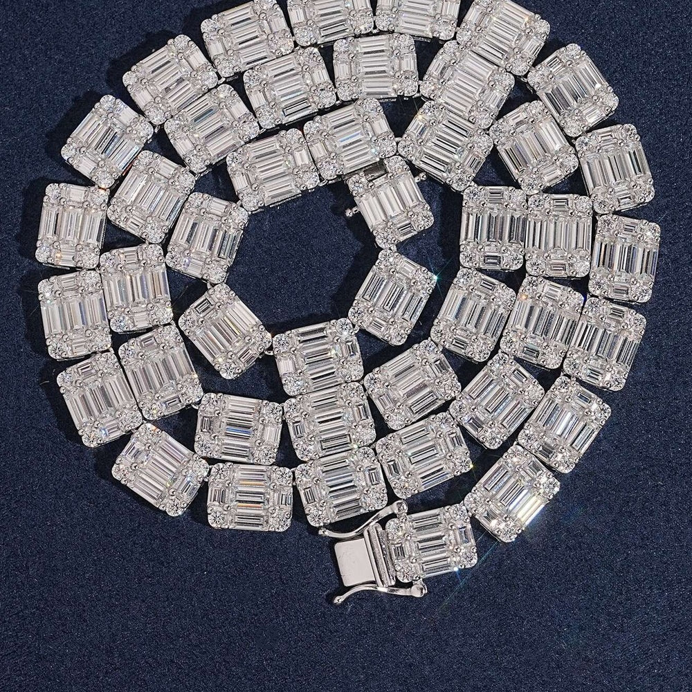8mm Baguette Tennis Chain — Moissanite, 925 Silver