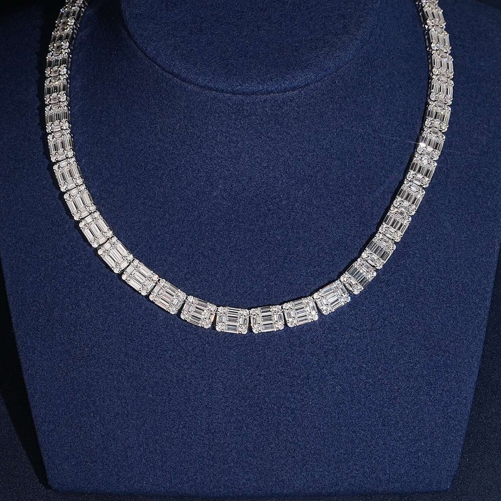 8mm Baguette Tennis Chain — Moissanite, 925 Silver