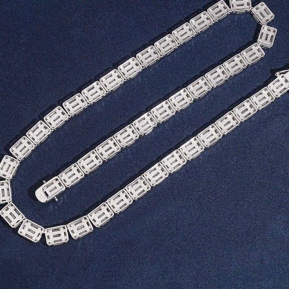 8mm Baguette Tennis Chain — Moissanite, 925 Silver