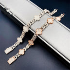 8mm Clover Two Tone Cuban Bracelet — Moissanite, 925 Silver