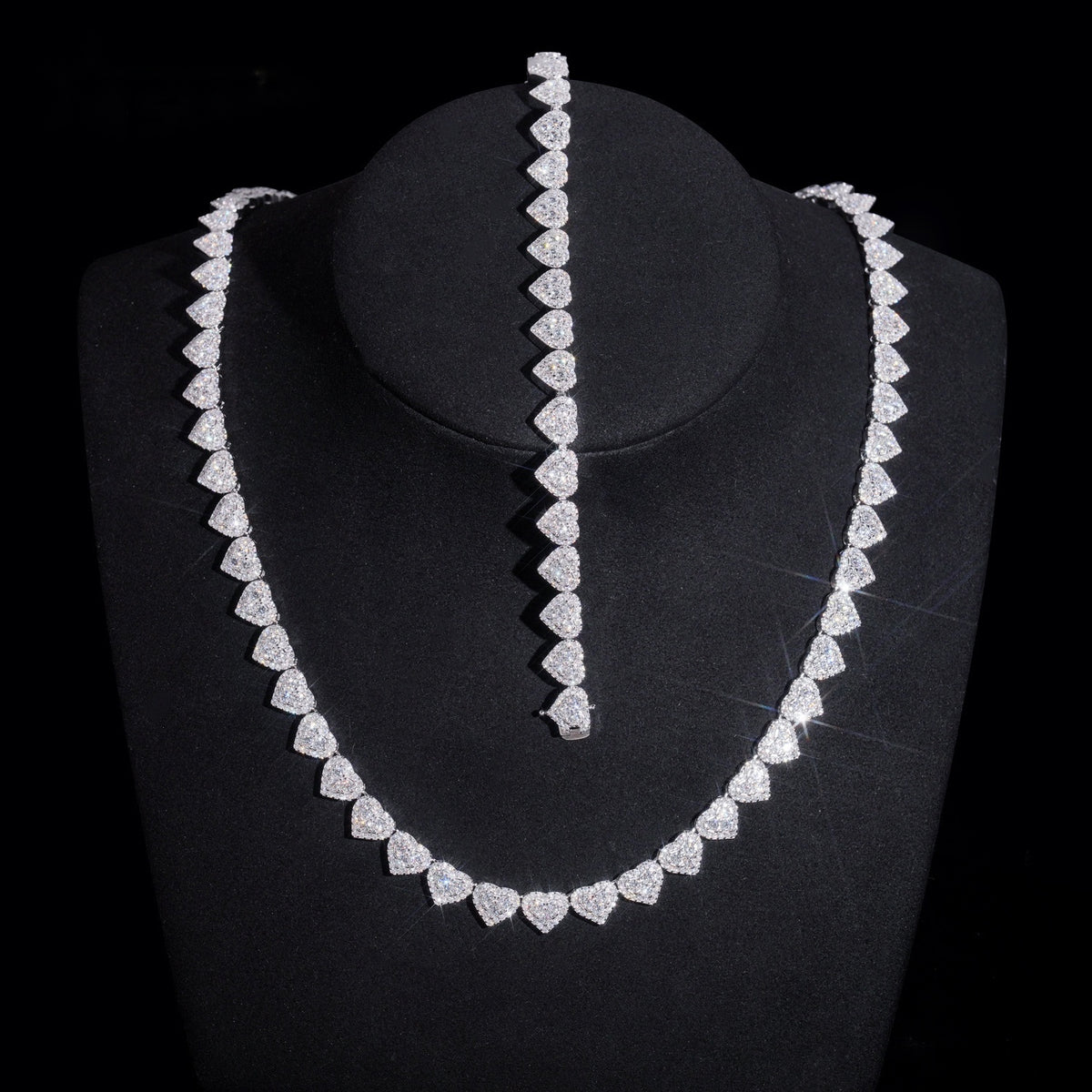 8mm Heart Halo Tennis Chain — Moissanite, 925 Silver