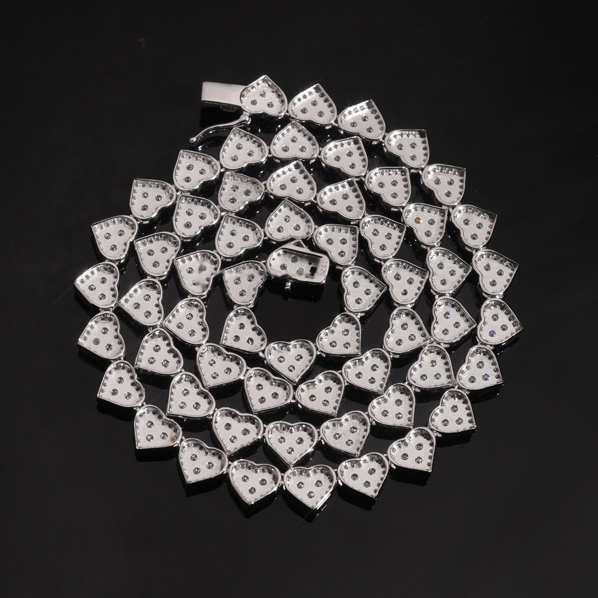 8mm Heart Halo Tennis Chain — Moissanite, 925 Silver