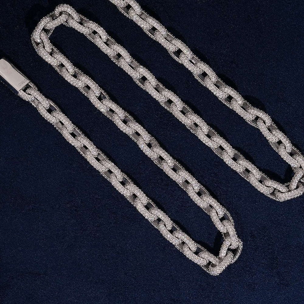 8mm Iced Rolo Chain — Moissanite, 925 Silver