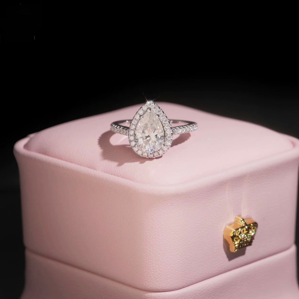 Womens Engagement Ring Pearl Cut, Moissanite, 925 Silver | FAZE Jewelry