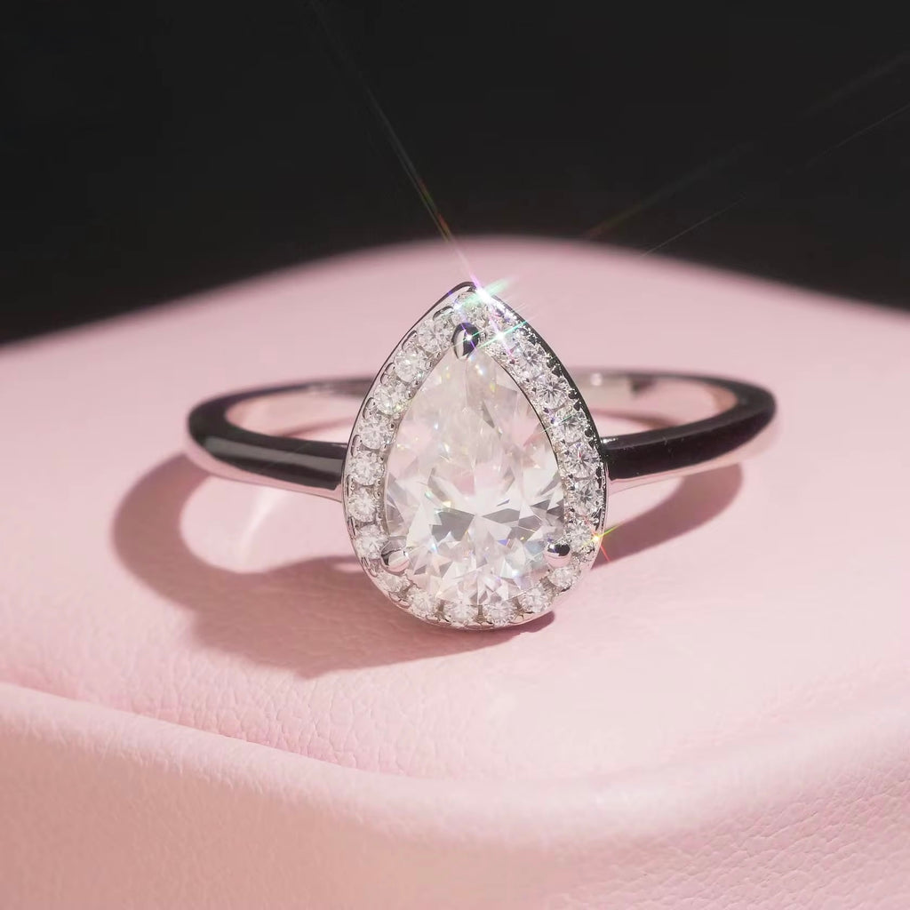 Womens Engagement Ring Pearl Cut, Moissanite, 925 Silver | FAZE Jewelry