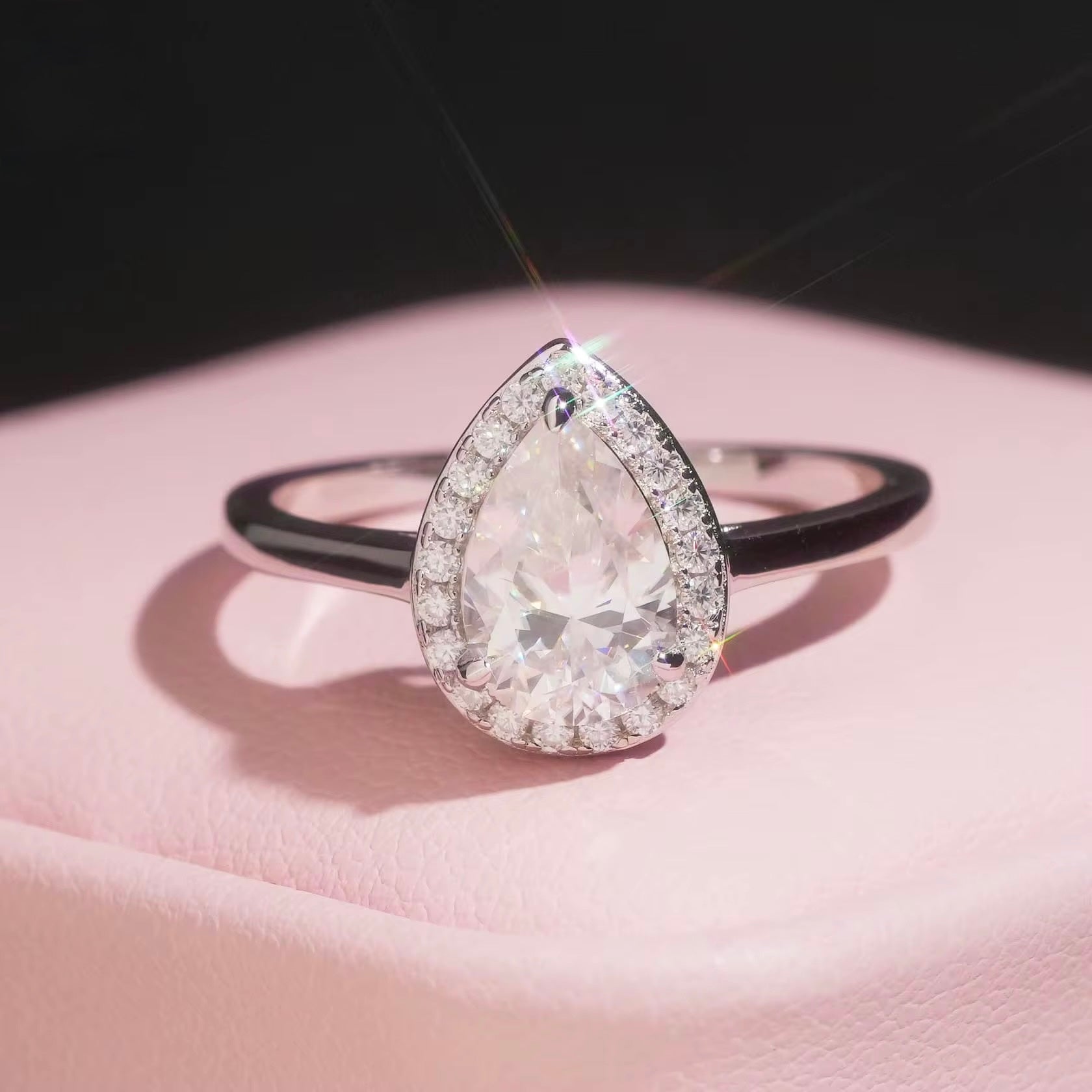 Womens Engagement Ring Pearl Cut, Moissanite, 925 Silver | FAZE Jewelry