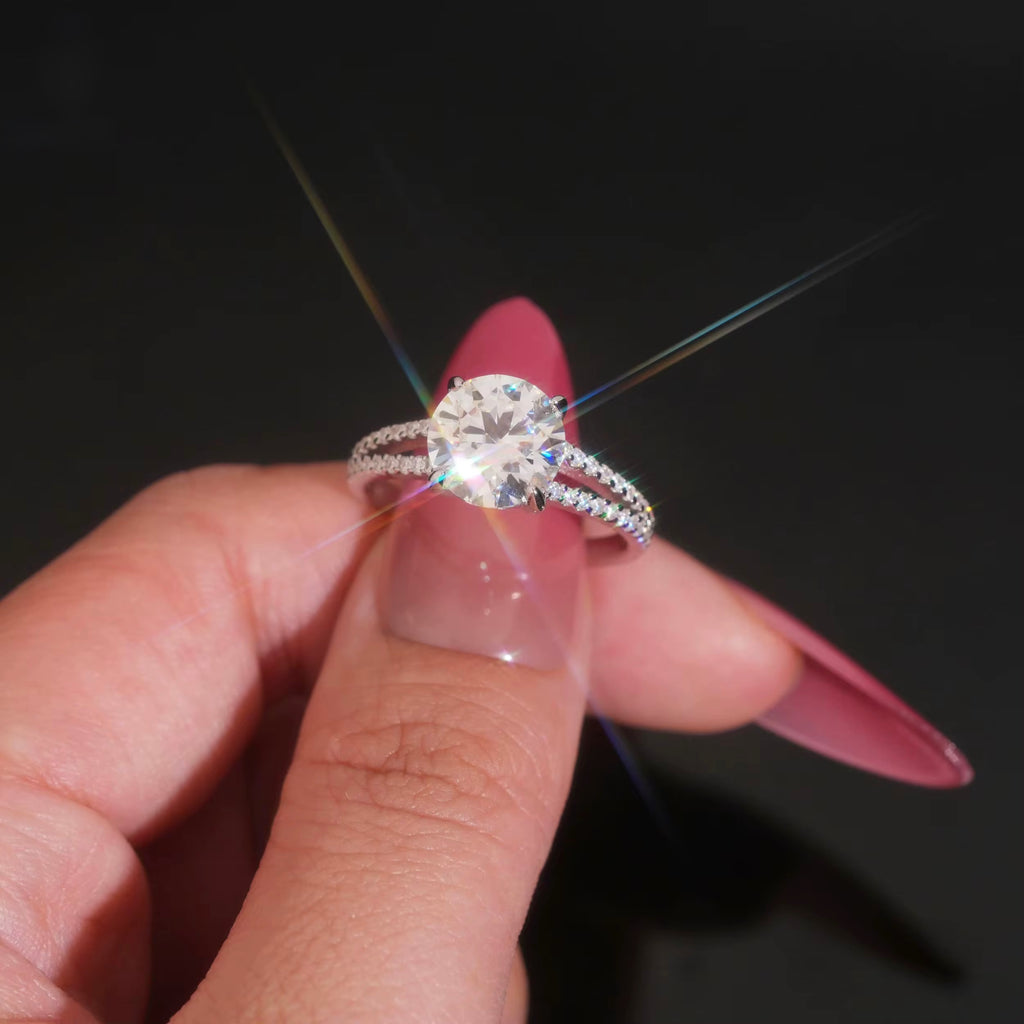 Womens Engagement Ring Round Cut, Moissanite, 925 Silver | FAZE Jewelry