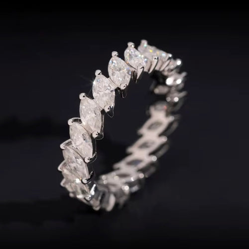 Womens Engagement Ring Marquise Cut — Moissanite, 925 Silver