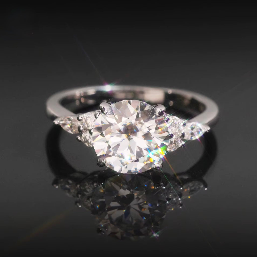 Womens Engagement Ring Round C, Moissanite, 925 Silver | FAZE Jewelry