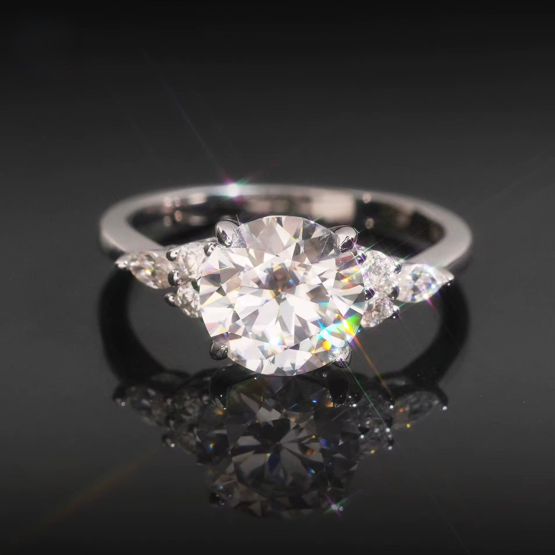 Womens Engagement Ring Round C, Moissanite, 925 Silver | FAZE Jewelry
