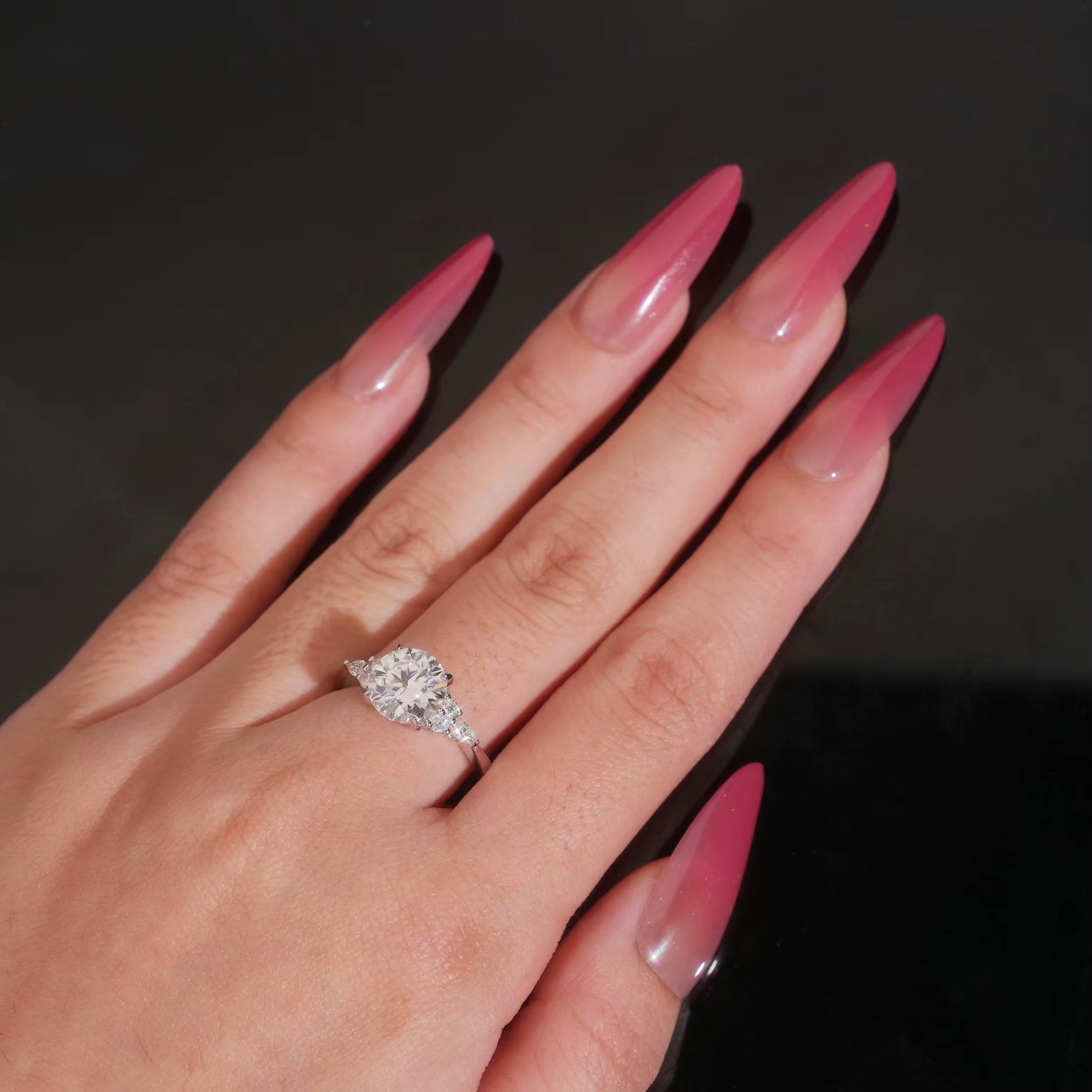 Womens Engagement Ring Round C, Moissanite, 925 Silver | FAZE Jewelry