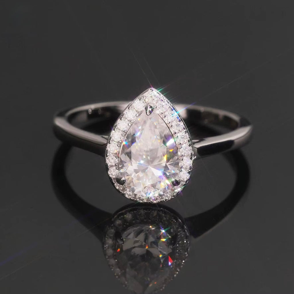 Womens Engagement Ring Pearl Cut, Moissanite, 925 Silver | FAZE Jewelry