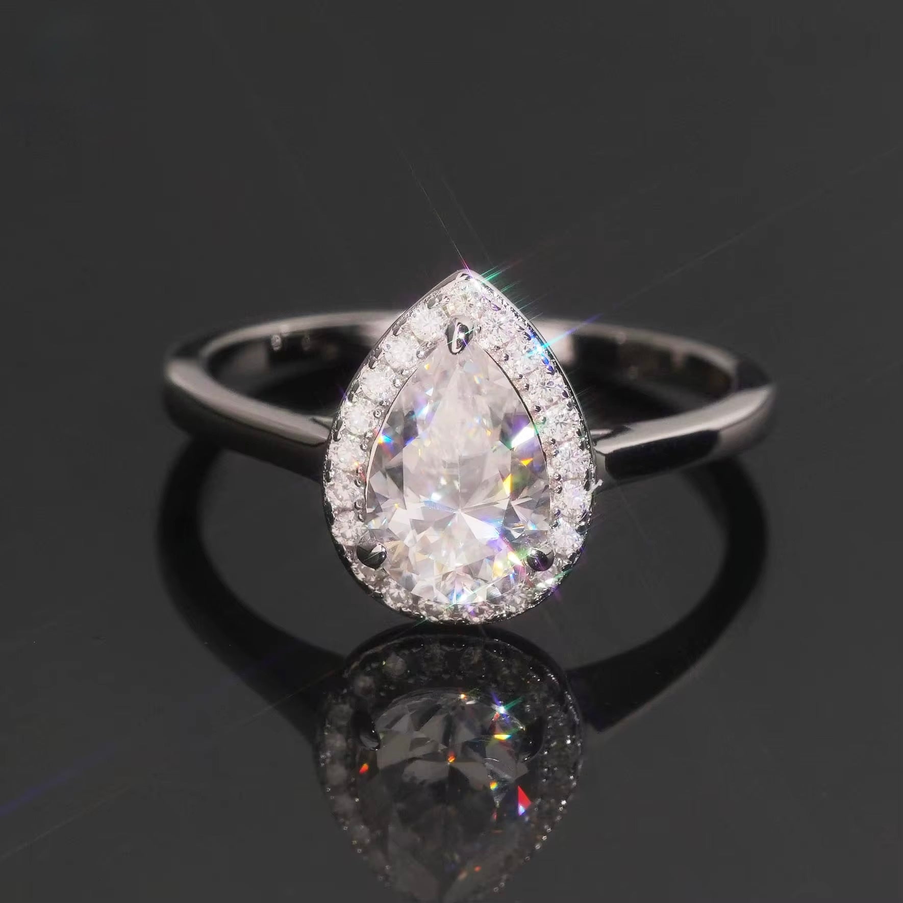 Womens Engagement Ring Pearl Cut, Moissanite, 925 Silver | FAZE Jewelry
