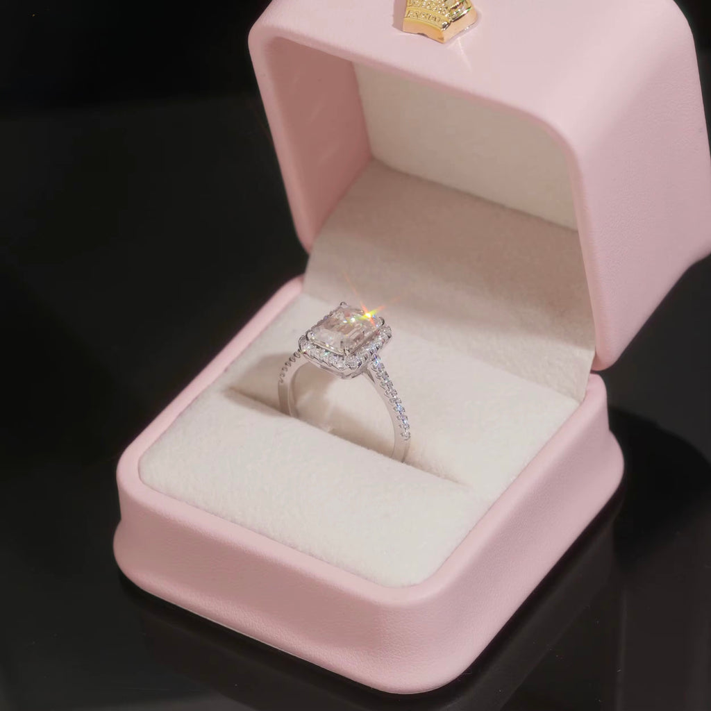 Womens Engagement Ring Emerald Cut, Moissanite, 925 Silver | FAZE Jewelry