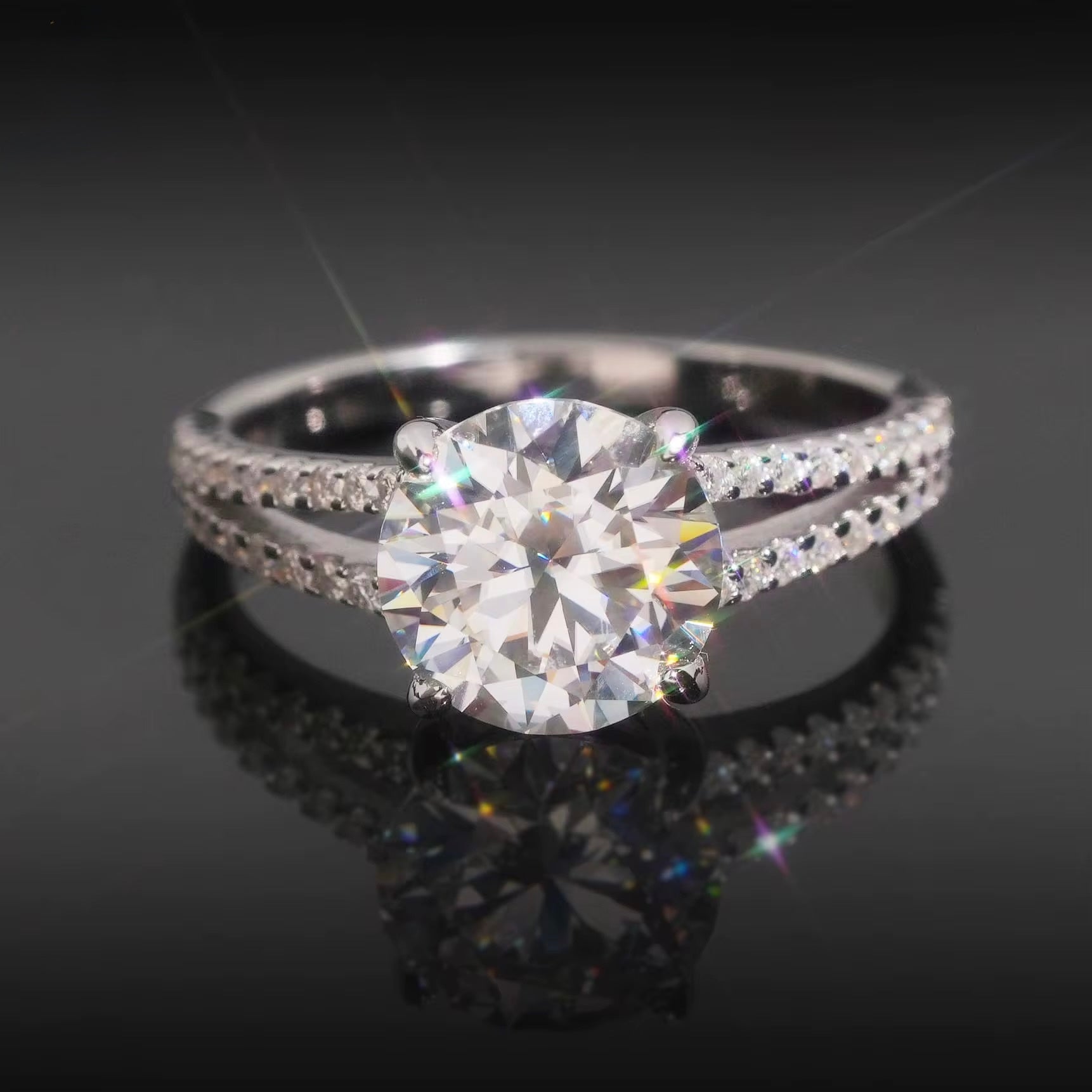 Womens Engagement Ring Round Cut, Moissanite, 925 Silver | FAZE Jewelry