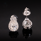 Pear Shape Earrings Screw Back — Moissanite, 925 Silver