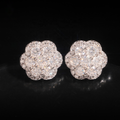 Flower Earrings Screw Back — Moissanite, 925 Silver