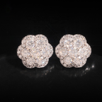 Flower Earrings Screw Back — Moissanite, 925 Silver