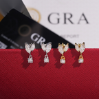 Three Pieces Earrings Screw Back — Moissanite, 925 Silver