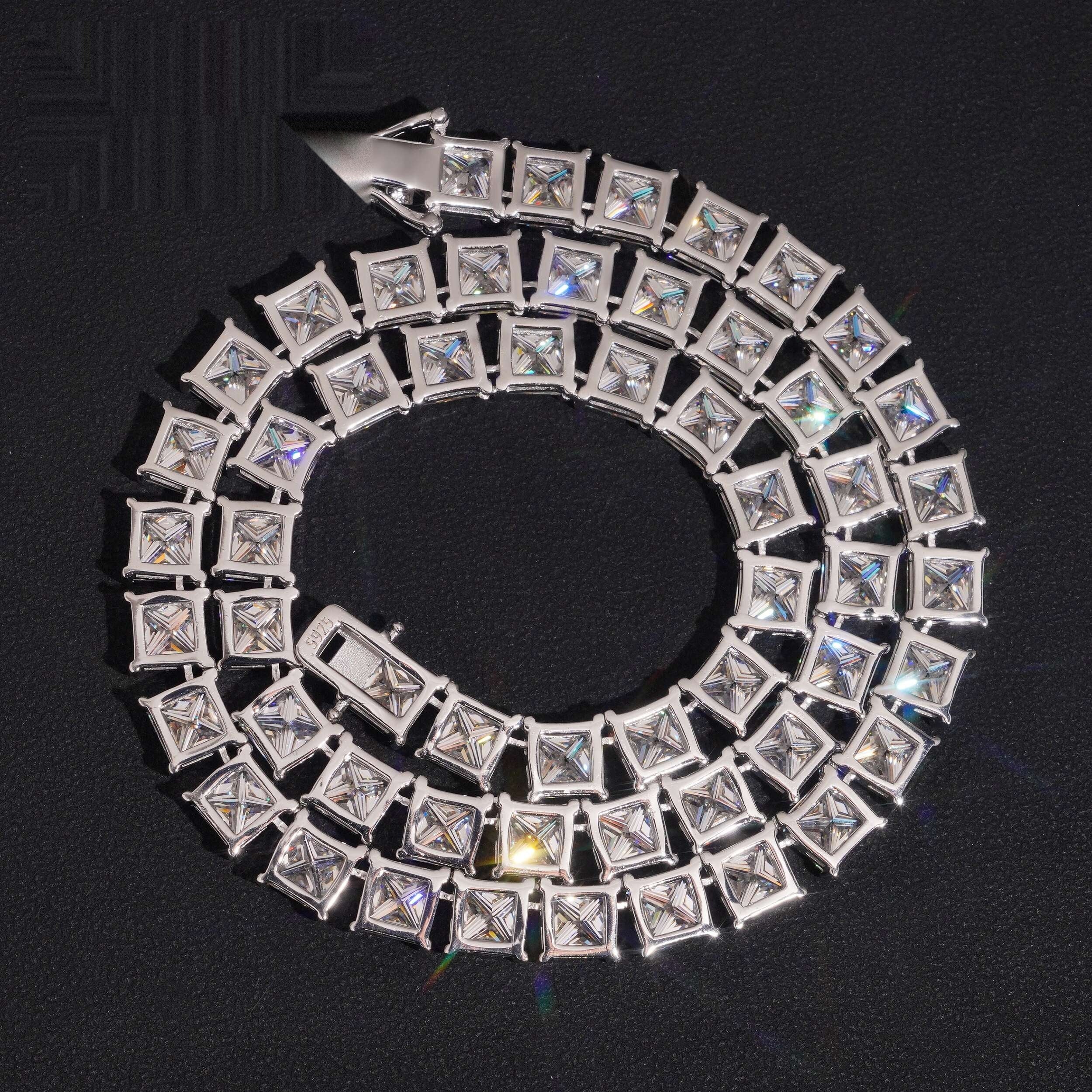Princess Cut Tennis Chain — Moissanite, 925 Silver