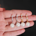 Pearl Earrings Screw Back, Moissanite, 925 Silver | FAZE Jewelry