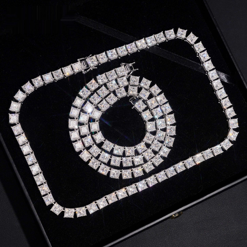 Princess Cut Tennis Chain — Moissanite, 925 Silver