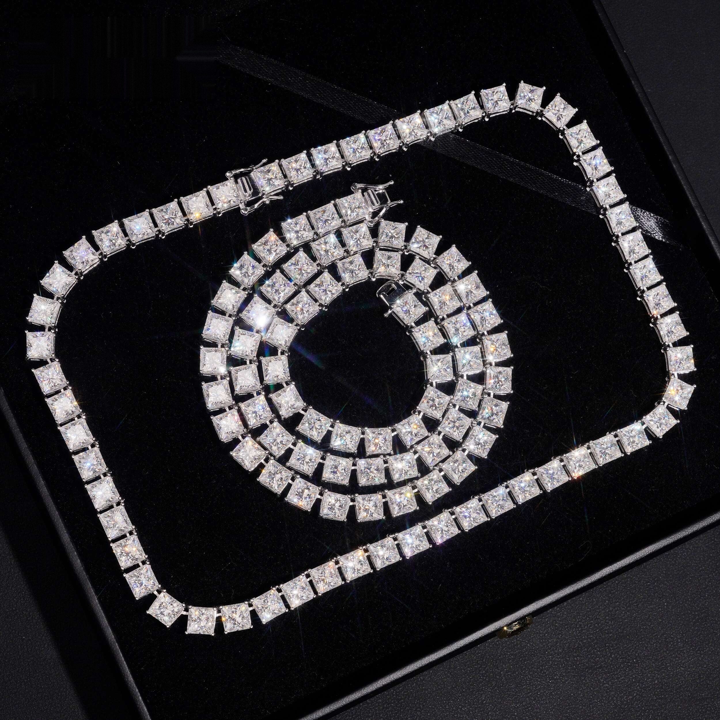 Princess Cut Tennis Chain — Moissanite, 925 Silver