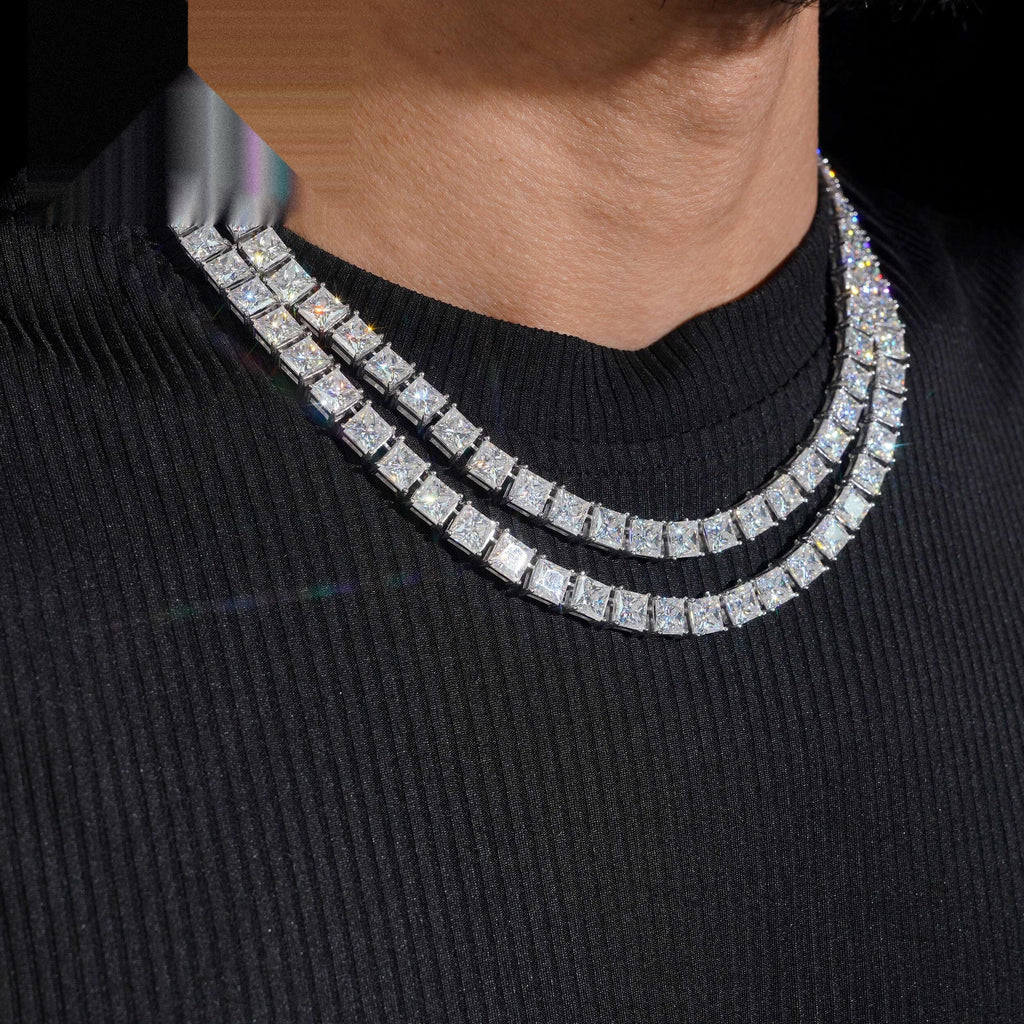 Princess Cut Tennis Chain — Moissanite, 925 Silver