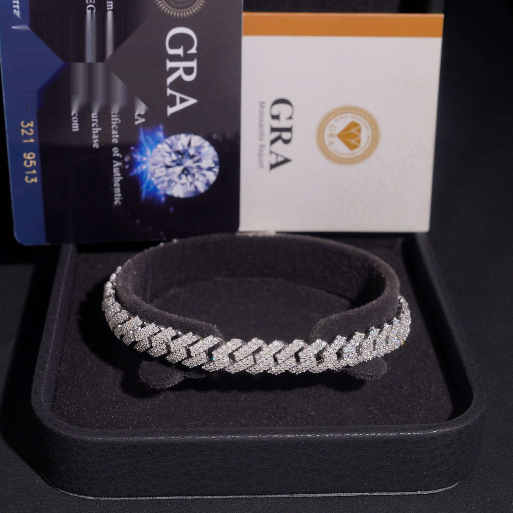 8mm Cuban Bracelet Prong Setting — Moissanite, 925 Silver