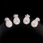 Pear Shape Earrings Screw Back — Moissanite, 925 Silver