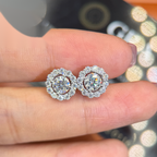 Rounded Earrings Screw Back — VVS Moissanite, 925 Silver