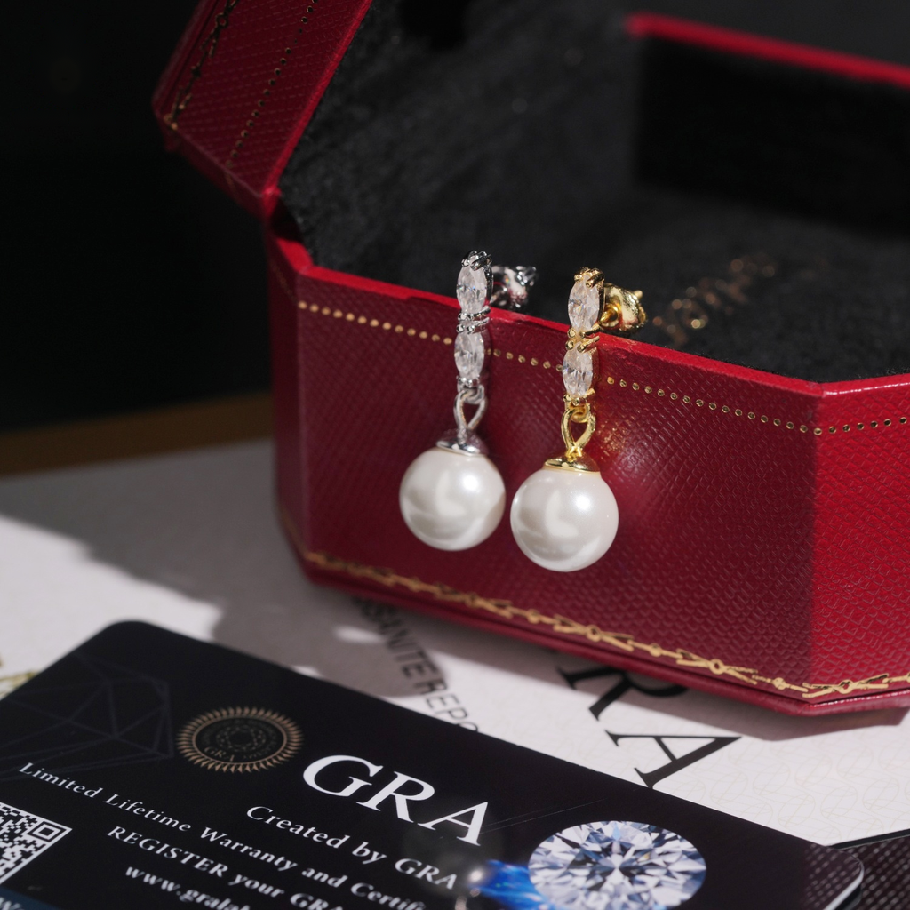Pearl Earrings Screw Back, Moissanite, 925 Silver | FAZE Jewelry