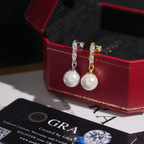 Pearl Earrings Screw Back, Moissanite, 925 Silver | FAZE Jewelry