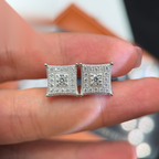 Square Centerstone Earrings Screw Back — Moissanite, 925 Silver
