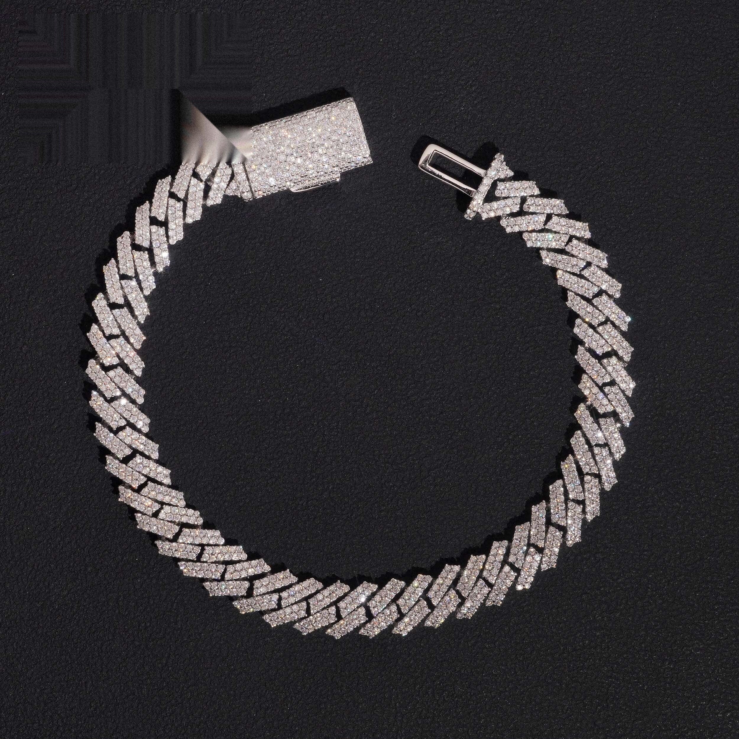 8mm Cuban Bracelet Prong Setting — Moissanite, 925 Silver