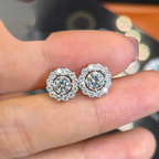 Rounded Earrings Screw Back — VVS Moissanite, 925 Silver