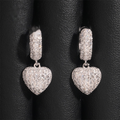 Heart Earrings Hoops — Moissanite, 925 Silver