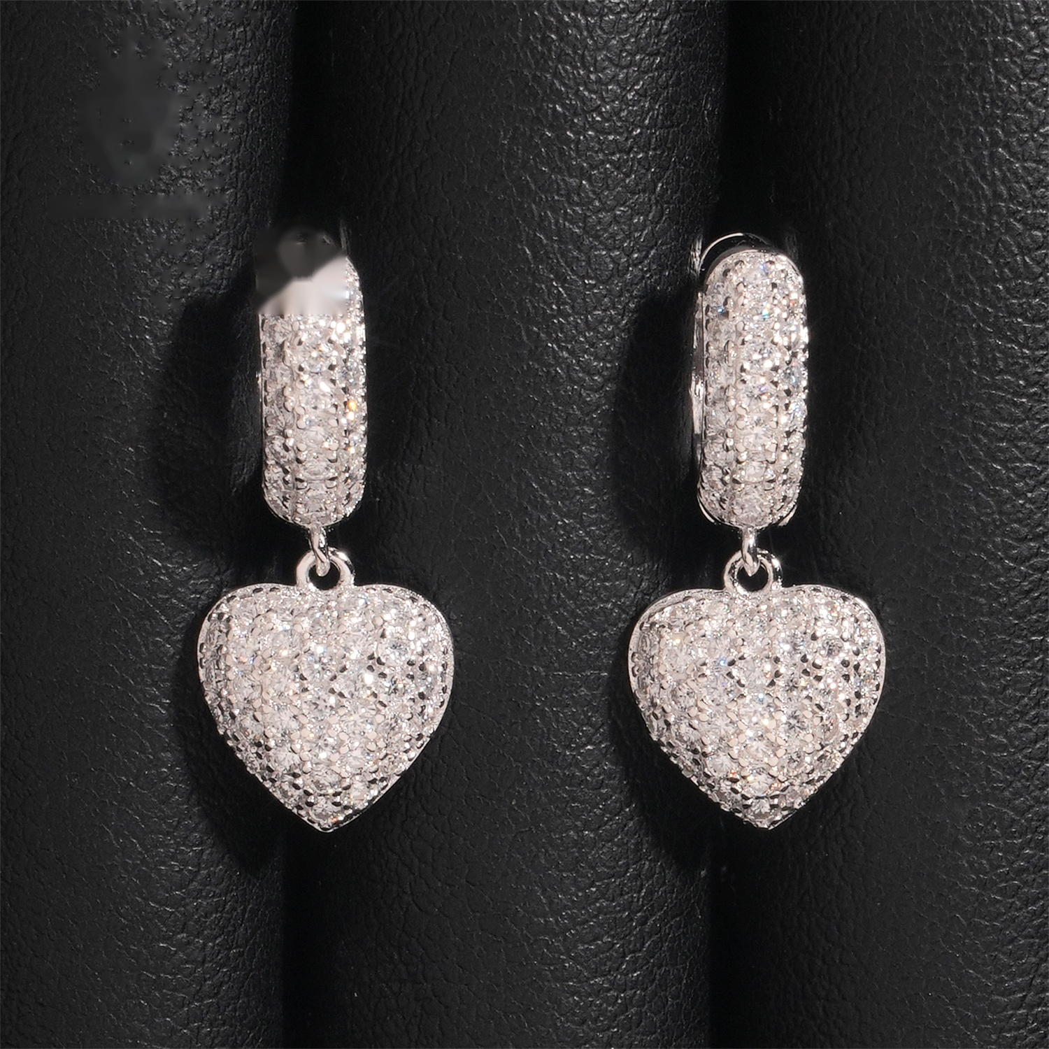 Heart Earrings Hoops — Moissanite, 925 Silver