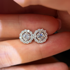 Rounded Earrings Screw Back — VVS Moissanite, 925 Silver