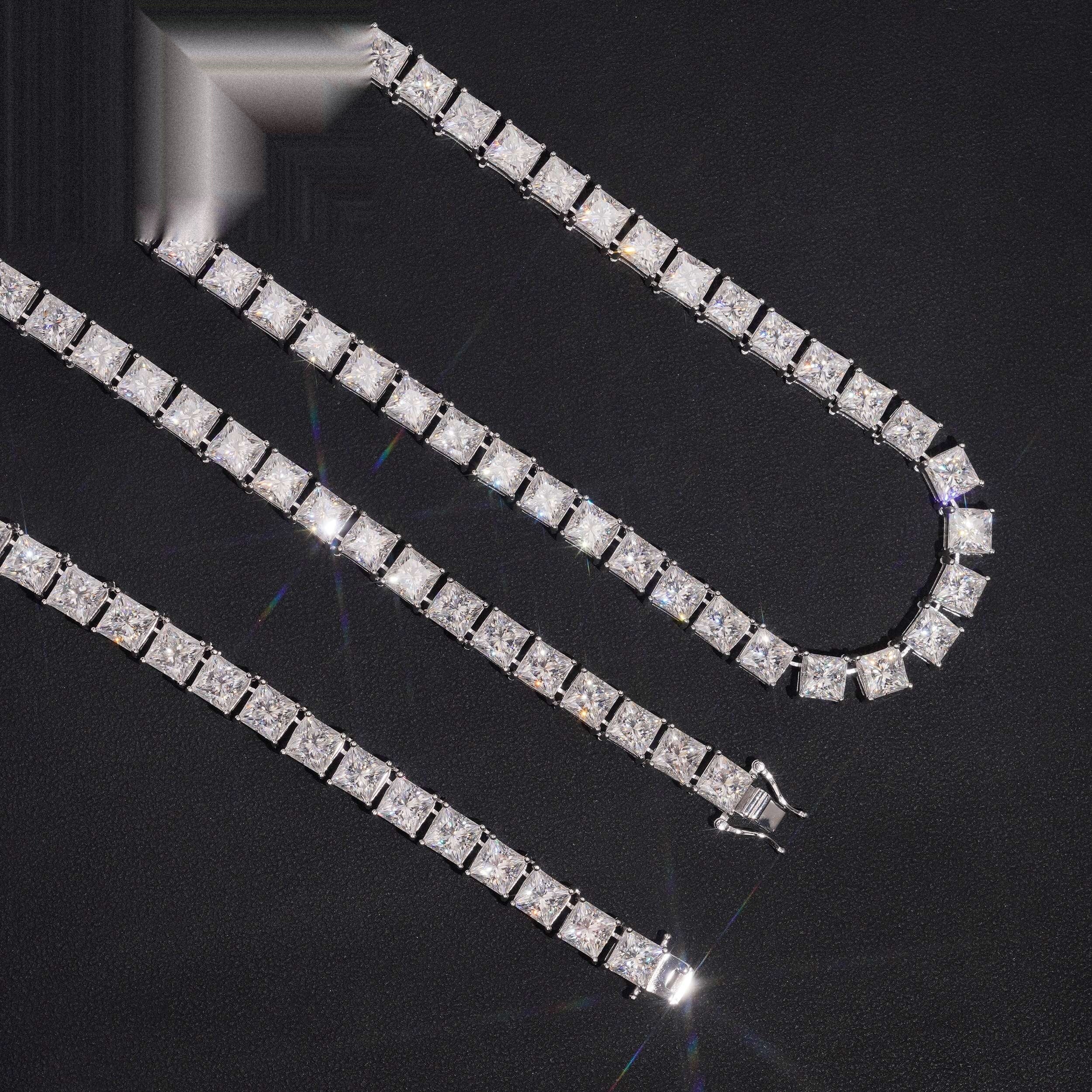 Princess Cut Tennis Chain — Moissanite, 925 Silver