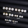 Stud Earrings Screw Back Moissanite Silver S925 + Rhodium