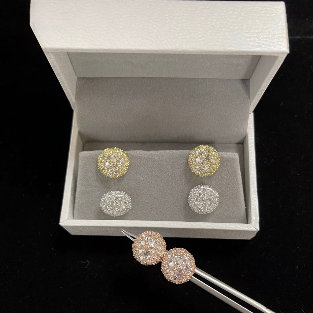 Upside down setting Earrings Moissanite S925 + Rhodium