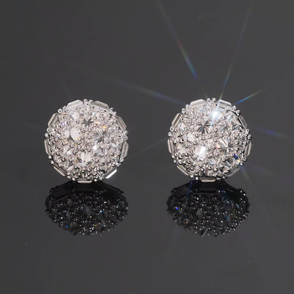 Upside down 2 setting Earrings Screw back Moissanite S925 + Rhodium