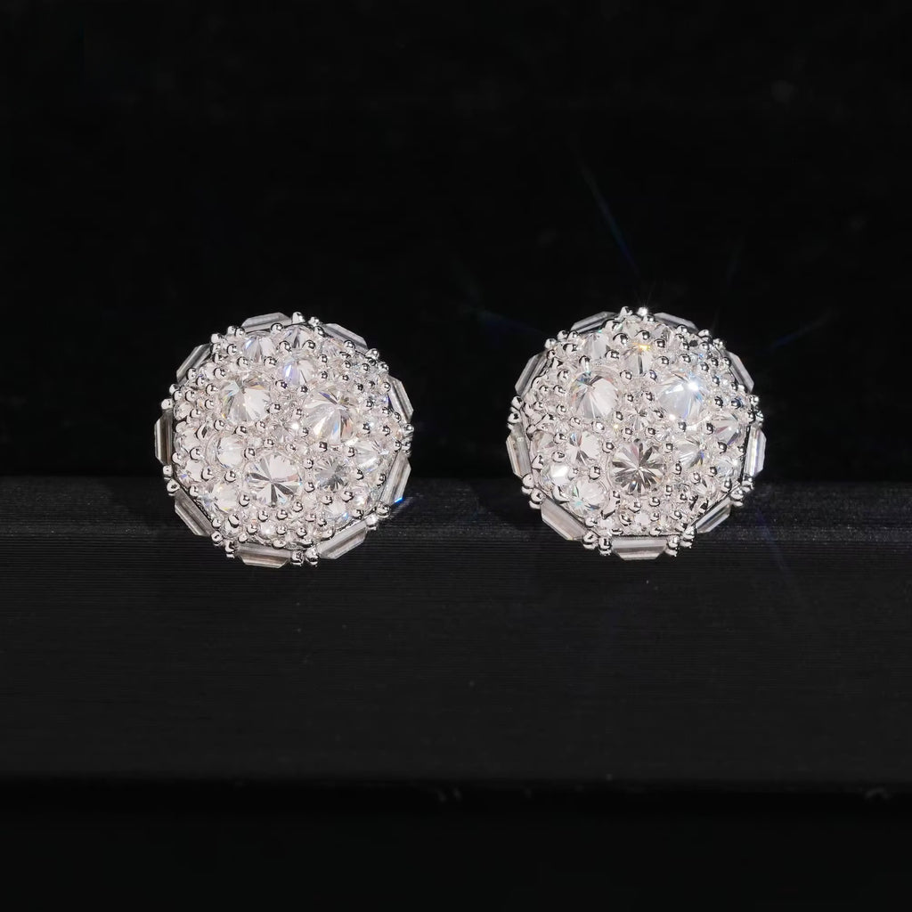 Upside down 2 setting Earrings Screw back Moissanite S925 + Rhodium