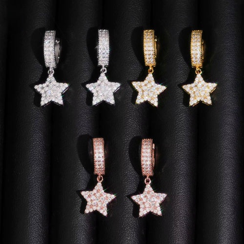 Star Earrings Screw back — Moissanite, 925 Silver