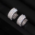 Three Row Earrings Screw back, Moissanite, 925 Silver | FAZE Jewelry