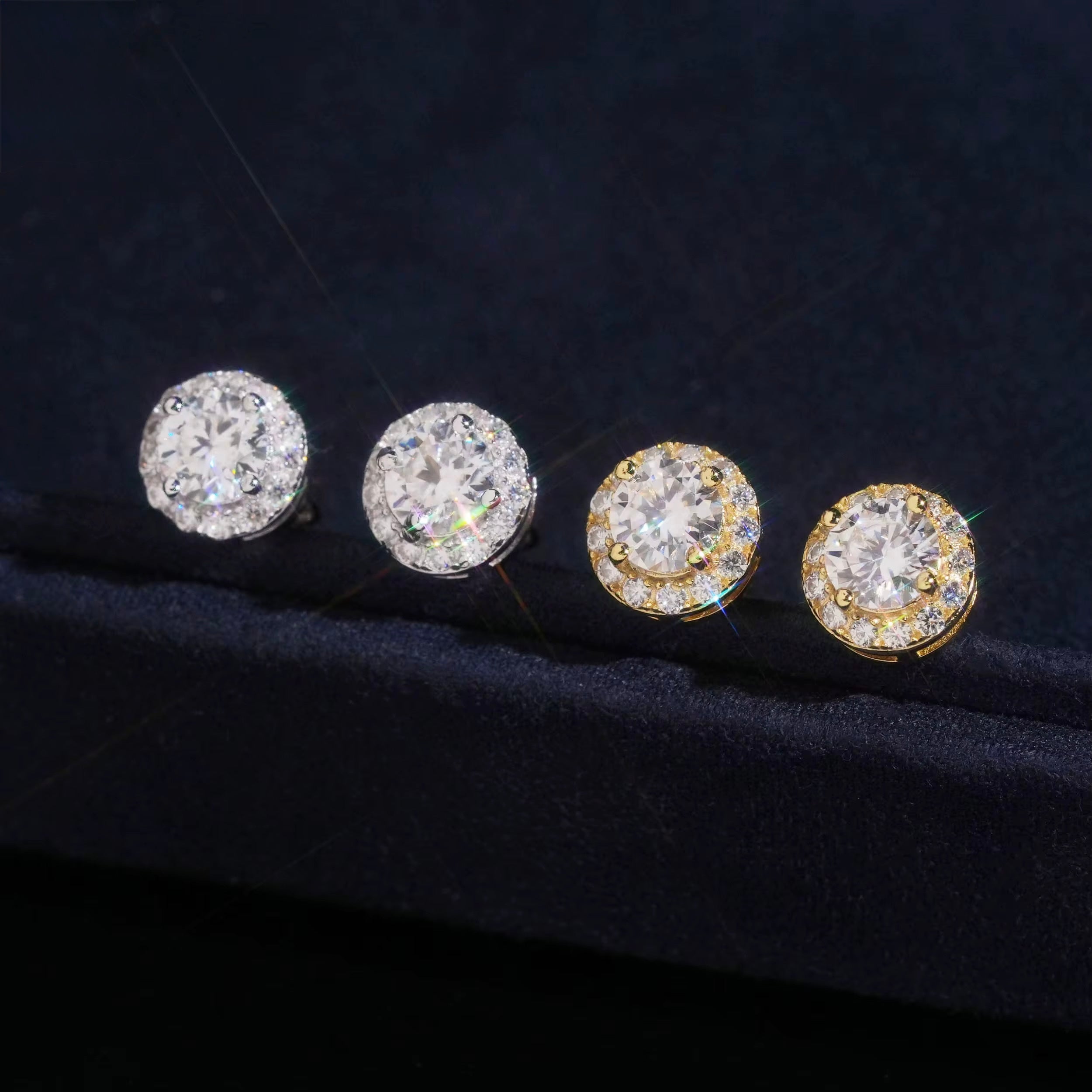 Rounded Earrings Moissanite Silver S925 + Rhodium