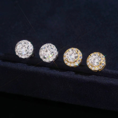 Rounded Earrings — Moissanite, 925 Silver