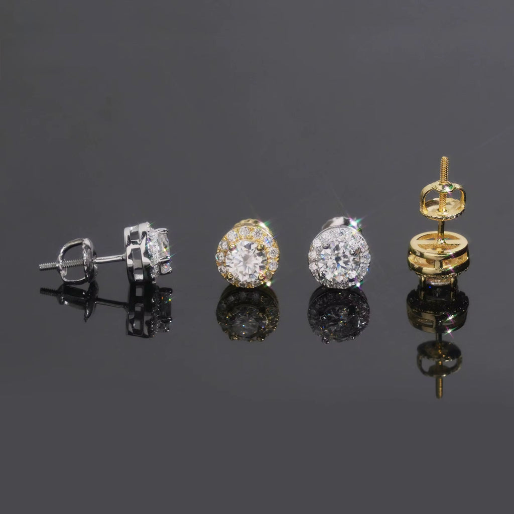 Rounded Earrings Moissanite Silver S925 + Rhodium